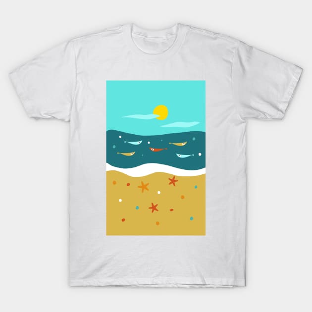 Atomic Age Mid Century Summer Beach II T-Shirt by tramasdesign